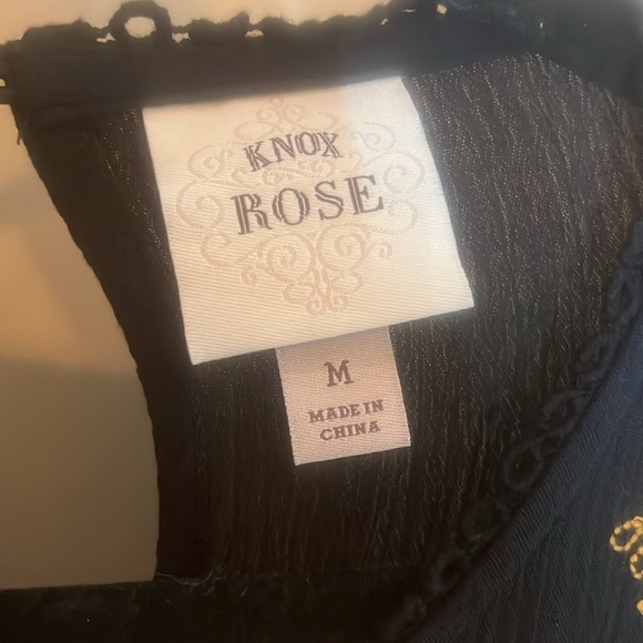 Knox Rose Black Mini Dress with White and Gold Embroidery size medium - Picture 4 of 6